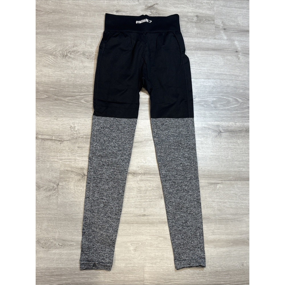Gymshark Women's S‎ Seamless Two Tone Leggings Black & Gray High Waisted